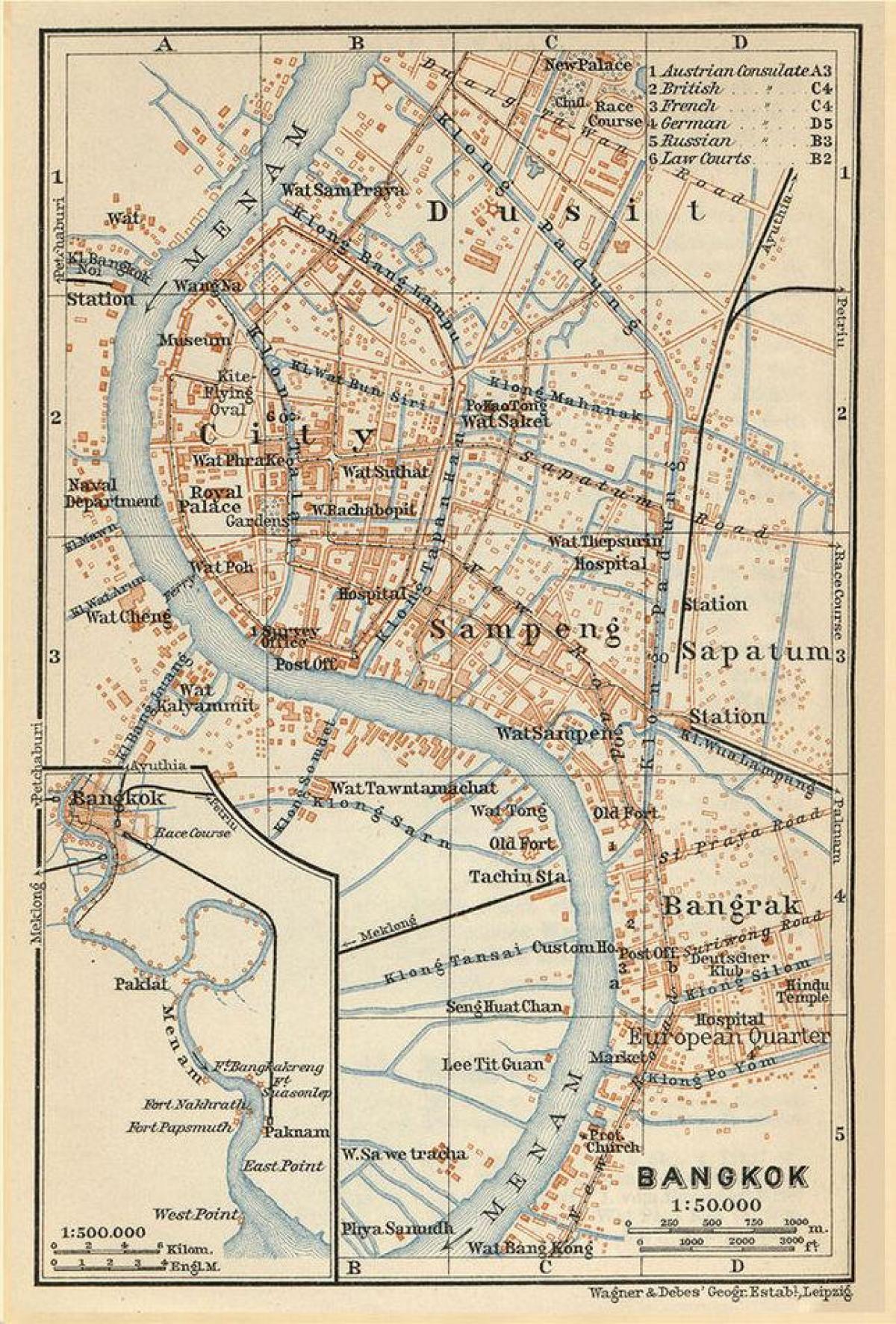 曼谷（Krung Thep）古董地图